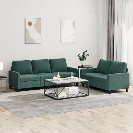 Juego de sofás con cojines 2 piezas terciopelo verde oscuro de , Sofás - Ref: Foro24-3201518, Precio: 504,34 €, Descuento: %