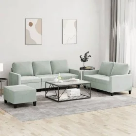 Juego de sofás con cojines 3 piezas terciopelo gris claro de , Sofás - Ref: Foro24-3201526, Precio: 523,89 €, Descuento: %