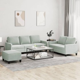 Juego de sofás con cojines 3 piezas terciopelo gris claro de , Sofás - Ref: Foro24-3201526, Precio: 513,87 €, Descuento: %