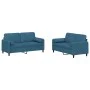 Juego de sofás con cojines 2 piezas terciopelo azul de , Sofás - Ref: Foro24-3202003, Precio: 516,91 €, Descuento: %