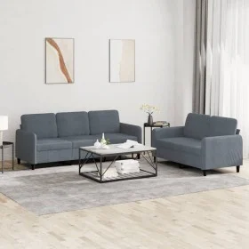 Zweiteilige Sofagarnitur aus dunkelgrauem Samt von , Sofas - Ref: Foro24-3202015, Preis: 459,72 €, Rabatt: %
