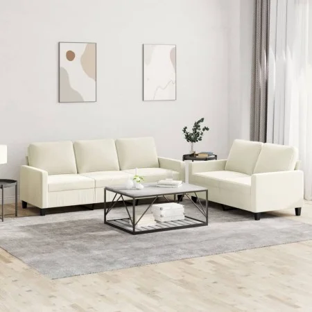 Juego de sofás con cojines 2 piezas terciopelo crema de , Sofás - Ref: Foro24-3201524, Precio: 544,62 €, Descuento: %
