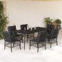 Set de comedor de jardín 7 pzas y cojines ratán sintético negro en Conjuntos de jardín | Comprar online en Foru.es