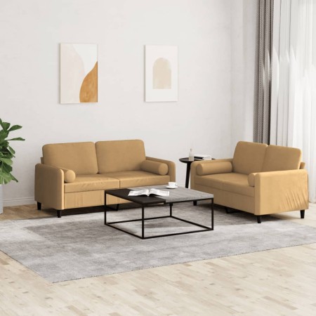 Juego de sofás con cojines 2 piezas terciopelo marrón de , Sofás - Ref: Foro24-3202001, Precio: 455,14 €, Descuento: %