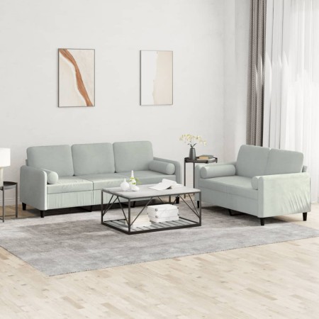 Juego de sofás con cojines 2 piezas terciopelo gris claro de , Sofás - Ref: Foro24-3202034, Precio: 456,71 €, Descuento: %