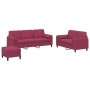 Juego de sofás con cojines 3 piezas terciopelo rojo tinto de , Sofás - Ref: Foro24-3202048, Precio: 558,73 €, Descuento: %
