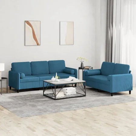 Juego de sofás con cojines 2 piezas terciopelo azul de , Sofás - Ref: Foro24-3202043, Precio: 579,72 €, Descuento: %