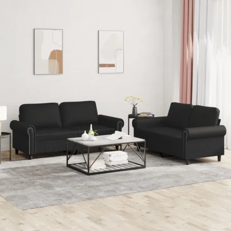 2-piece black synthetic leather sofa set with cushions by , Sofas - Ref: Foro24-3202150, Price: 455,14 €, Discount: %