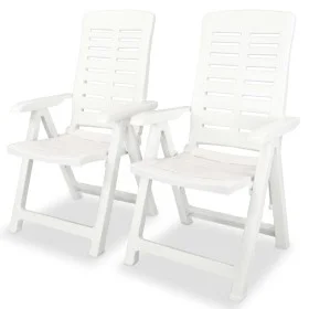 Reclining garden chairs, 2 units, white plastic by vidaXL, Garden chairs - Ref: Foro24-43895, Price: 153,11 €, Discount: %