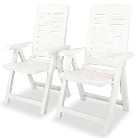 Sillas de jardín reclinables 2 unidades plástico blanco de vidaXL, Sillas de jardín - Ref: Foro24-43895, Precio: 153,11 €, De...