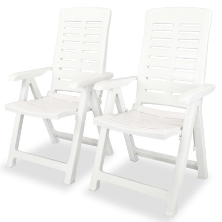 Sillas de jardín reclinables 2 unidades plástico blanco de vidaXL, Sillas de jardín - Ref: Foro24-43895, Precio: 160,10 €, De...