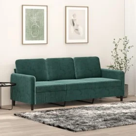 Dark green velvet 3-seater sofa 180 cm by , Sofas - Ref: Foro24-359454, Price: 327,47 €, Discount: %