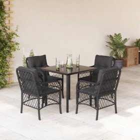 Set de muebles jardín 5 pzas con cojines ratán sintético negro en Conjuntos de jardín | Comprar online en Foru.es