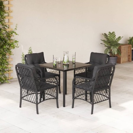 Set de muebles jardín 5 pzas con cojines ratán sintético negro en Conjuntos de jardín | Comprar online en Foru.es