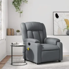 Gray synthetic leather reclining massage chair by , Armchairs - Ref: Foro24-373570, Price: 218,59 €, Discount: %