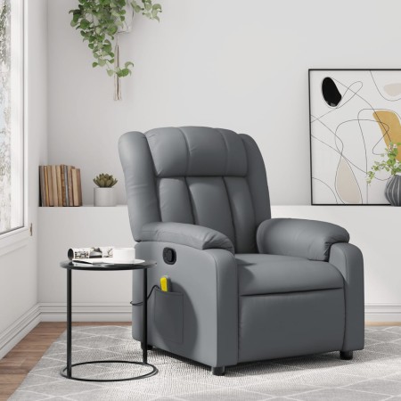 Sillón de masaje reclinable cuero sintético gris de , Sillones - Ref: Foro24-373570, Precio: 224,12 €, Descuento: %