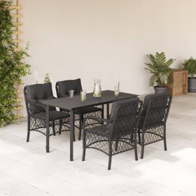 Set de muebles jardín 5 pzas con cojines ratán sintético negro en Conjuntos de jardín | Comprar online en Foru.es