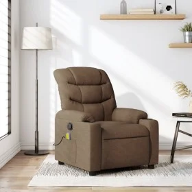 Sillón reclinable con masaje de tela marrón de , Sillones - Ref: Foro24-374160, Precio: 268,52 €, Descuento: %