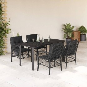 Set de muebles jardín 5 pzas con cojines ratán sintético negro en Conjuntos de jardín | Comprar online en Foru.es