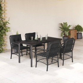 Set de muebles jardín 5 pzas con cojines ratán sintético negro en Conjuntos de jardín | Comprar online en Foru.es