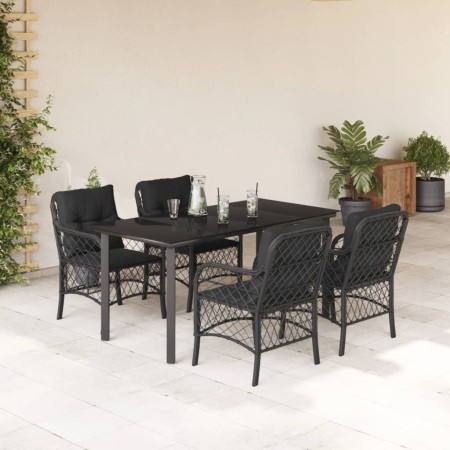 Set de muebles jardín 5 pzas con cojines ratán sintético negro en Conjuntos de jardín | Comprar online en Foru.es