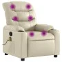 Sillón reclinable de masaje cuero sintético crema de , Sillones - Ref: Foro24-374141, Precio: 253,19 €, Descuento: %
