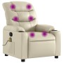 Sillón reclinable de masaje cuero sintético crema de , Sillones - Ref: Foro24-374141, Precio: 255,29 €, Descuento: %