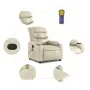 Sillón reclinable de masaje cuero sintético crema de , Sillones - Ref: Foro24-374141, Precio: 253,19 €, Descuento: %