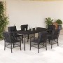 Set de comedor de jardín 7 pzas y cojines ratán sintético negro en Conjuntos de jardín | Comprar online en Foru.es
