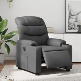 Sillón reclinable eléctrico de cuero sintético gris de , Sillones - Ref: Foro24-3206588, Precio: 261,76 €, Descuento: %