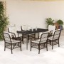 Set comedor de jardín 7 pzas con cojines ratán sintético marrón en Conjuntos de jardín | Comprar online en Foru.es