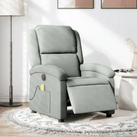 Sillón reclinable de masaje eléctrico terciopelo gris claro de , Sillones - Ref: Foro24-3204289, Precio: 267,74 €, Descuento: %