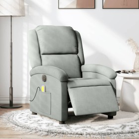 Sillón reclinable de masaje eléctrico terciopelo gris claro de , Sillones - Ref: Foro24-3204289, Precio: 262,75 €, Descuento: %