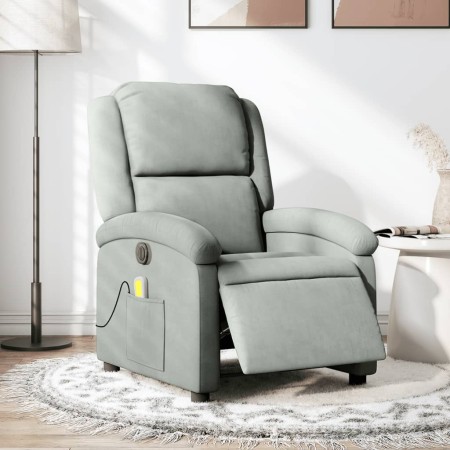 Sillón reclinable de masaje eléctrico terciopelo gris claro de , Sillones - Ref: Foro24-3204289, Precio: 262,75 €, Descuento: %