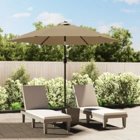 Sombrilla de jardín con luces LED palo de acero 300cm gris topo de vidaXL, Sombrillas - Ref: Foro24-44512, Precio: 98,70 €, D...