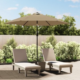 Sombrilla de jardín con luces LED palo de acero 300cm gris topo de vidaXL, Sombrillas - Ref: Foro24-44512, Precio: 110,36 €, ...
