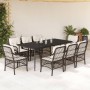 Set comedor para jardín 9 pzas y cojines ratán sintético marrón en Conjuntos de jardín | Comprar online en Foru.es