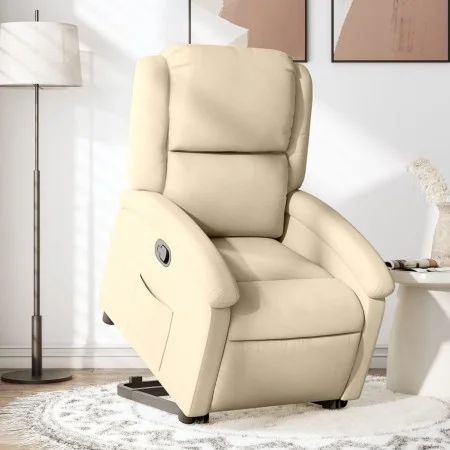 Sillón reclinable elevable de tela color crema de , Sillones - Ref: Foro24-3204173, Precio: 277,10 €, Descuento: %