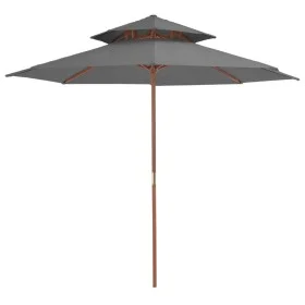 Sombrilla de dos pisos palo de madera 270 cm gris antracita de vidaXL, Sombrillas - Ref: Foro24-44519, Precio: 78,78 €, Descu...