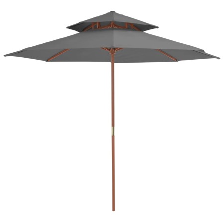 Sombrilla de dos pisos palo de madera 270 cm gris antracita de vidaXL, Sombrillas - Ref: Foro24-44519, Precio: 80,24 €, Descu...