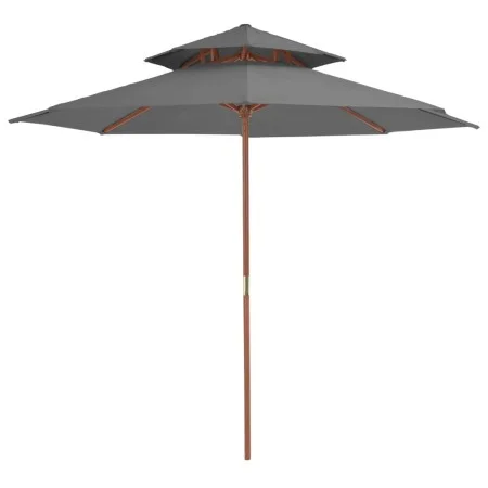 Sombrilla de dos pisos palo de madera 270 cm gris antracita de vidaXL, Sombrillas - Ref: Foro24-44519, Precio: 78,78 €, Descu...