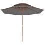 Sombrilla de dos pisos palo de madera 270 cm gris antracita de vidaXL, Sombrillas - Ref: Foro24-44519, Precio: 80,24 €, Descu...
