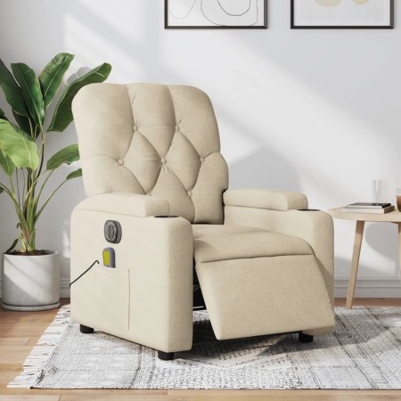 Sillón reclinable de masaje eléctrico tela color crema de , Sillones - Ref: Foro24-3204707, Precio: 269,59 €, Descuento: %