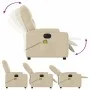 Sillón reclinable de masaje eléctrico tela color crema de , Sillones - Ref: Foro24-3204707, Precio: 274,75 €, Descuento: %
