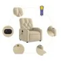 Sillón reclinable de masaje eléctrico tela color crema de , Sillones - Ref: Foro24-3204707, Precio: 274,75 €, Descuento: %