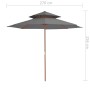 Sombrilla de dos pisos palo de madera 270 cm gris antracita de vidaXL, Sombrillas - Ref: Foro24-44519, Precio: 80,24 €, Descu...