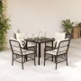 Set comedor de jardín 5 piezas y cojines ratán sintético marrón en Conjuntos de jardín | Comprar online en Foru.es