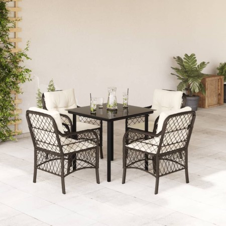 Set comedor de jardín 5 piezas y cojines ratán sintético marrón en Conjuntos de jardín | Comprar online en Foru.es