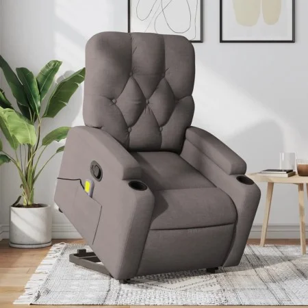 Sillón reclinable de masaje elevable tela gris taupé de , Sillones - Ref: Foro24-3204730, Precio: 318,96 €, Descuento: %