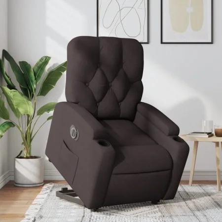 Sillón eléctrico reclinable elevable de tela marrón oscuro de , Sillones - Ref: Foro24-3204739, Precio: 328,59 €, Descuento: %